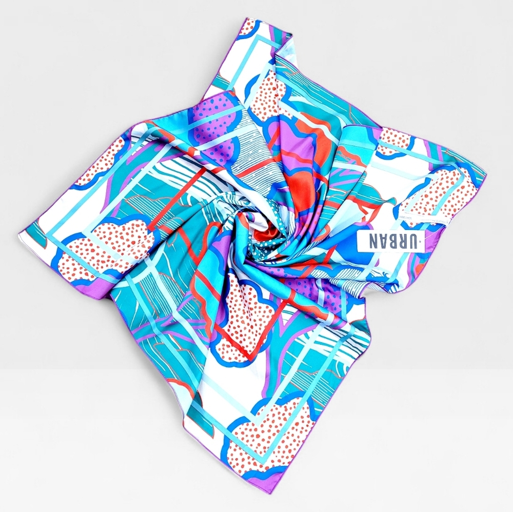NWT URBAN OUTFITTERS Colorful Abstract Trees Large Square SATIN SCARF New